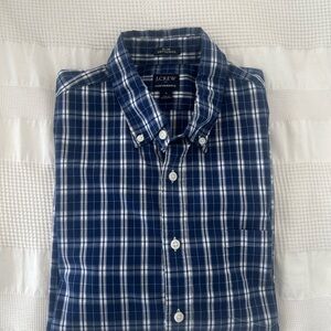 J. Crew Men's Large Blue Plaid Button-Down Shirt
